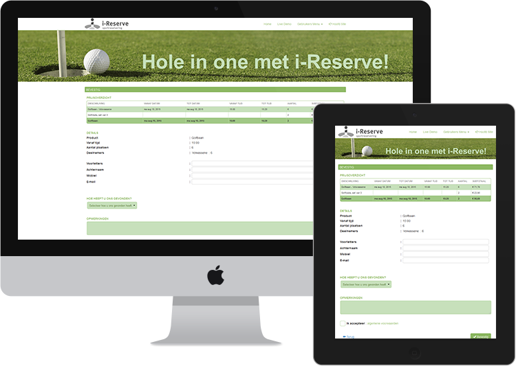 sportreserveringen.nl - Golf - Bevestigen