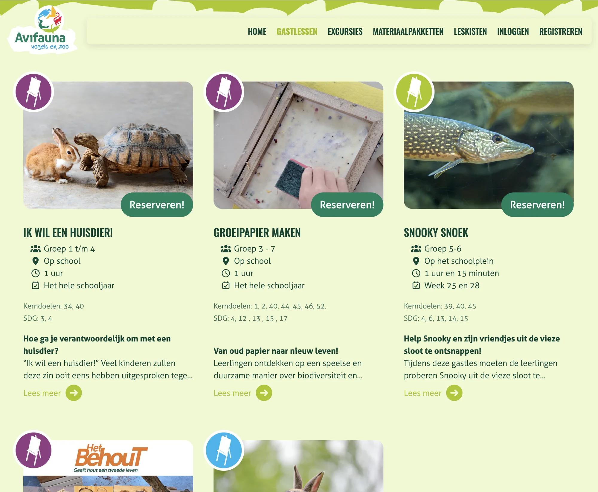Reserveerdialoog van Avifauna