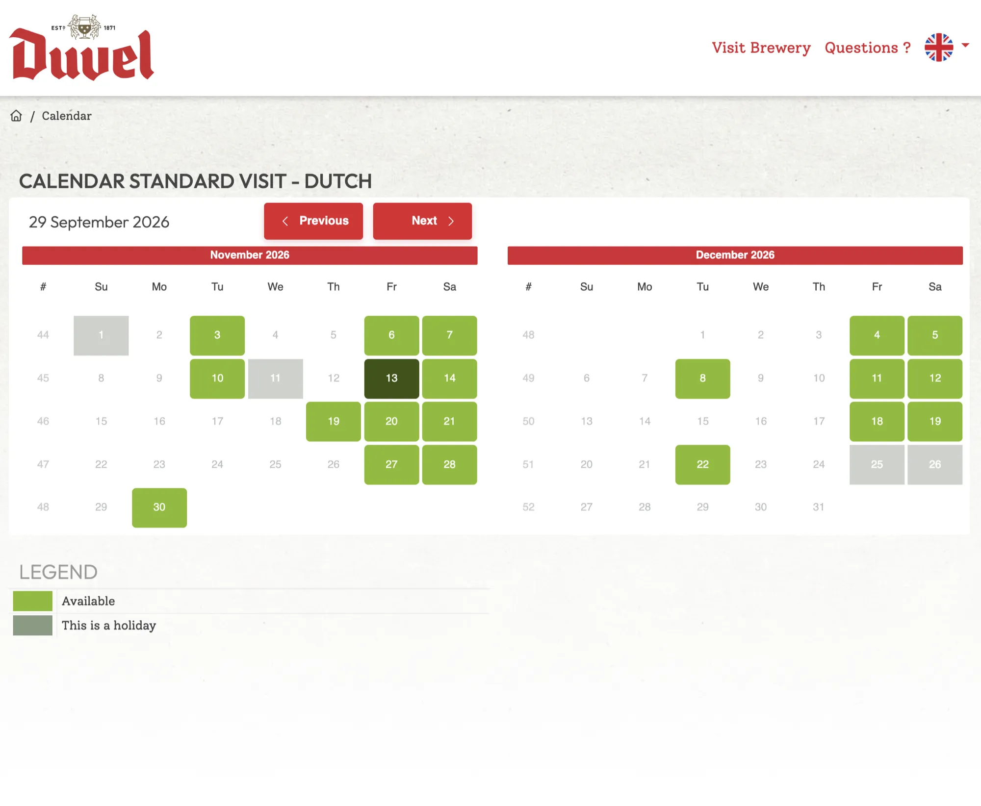 Reserveerdialoog van Duvel