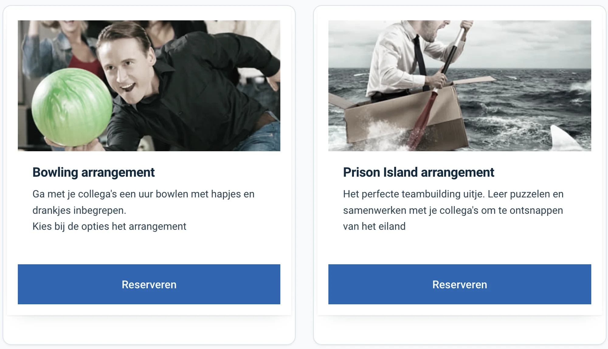 Reserveerdialoog van de demo voor activiteiten